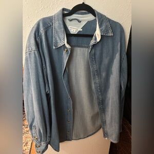 Good American Washed Blue Denim Shacket